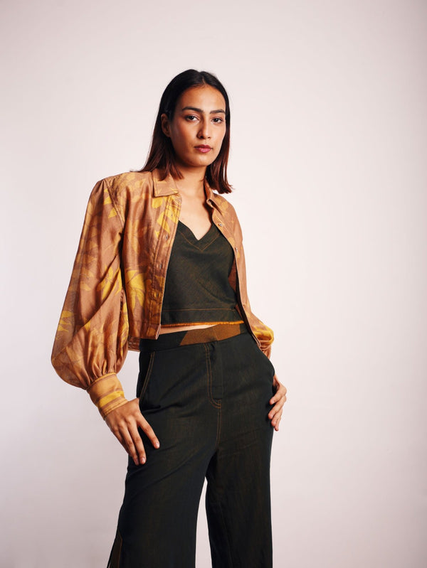 BROWN FOLIAGE ECO CROP SHIRTS