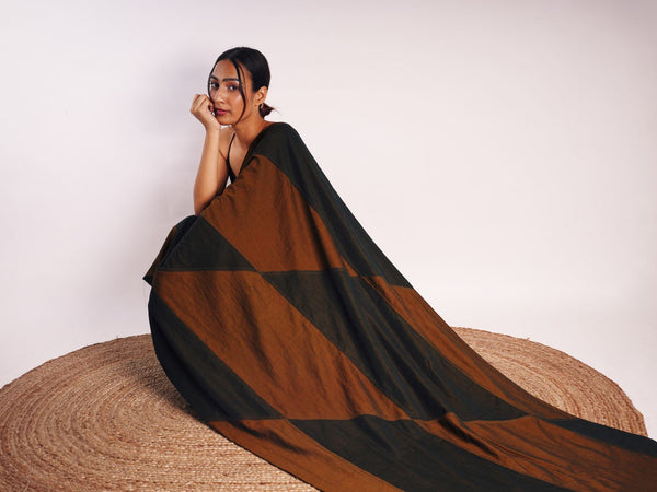 DENIM MAZE SAREE OLIVE GREEN