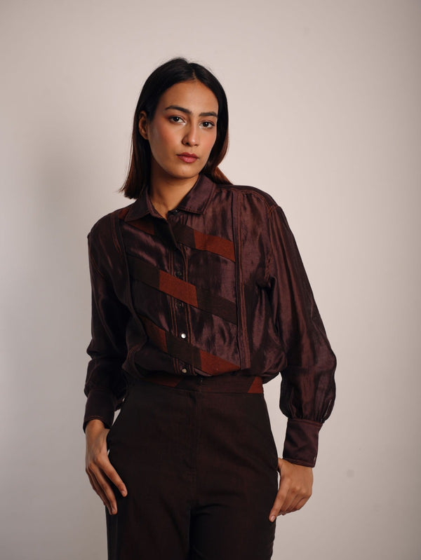 BROWN OMBRE LADDER  SHIRT