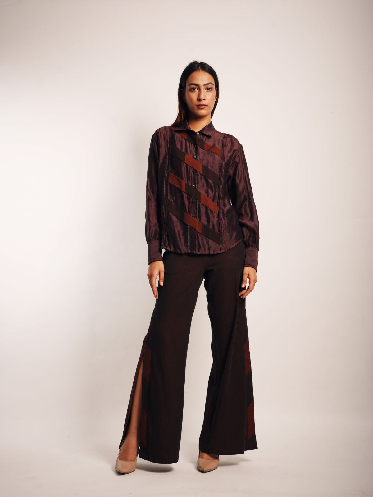 BROWN OMBRE LADDER  SHIRT