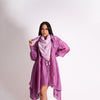 WINE BRANCH DRESS WITH LILAC SCARF