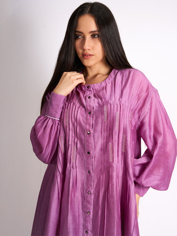 WINE BRANCH DRESS WITH LILAC SCARF