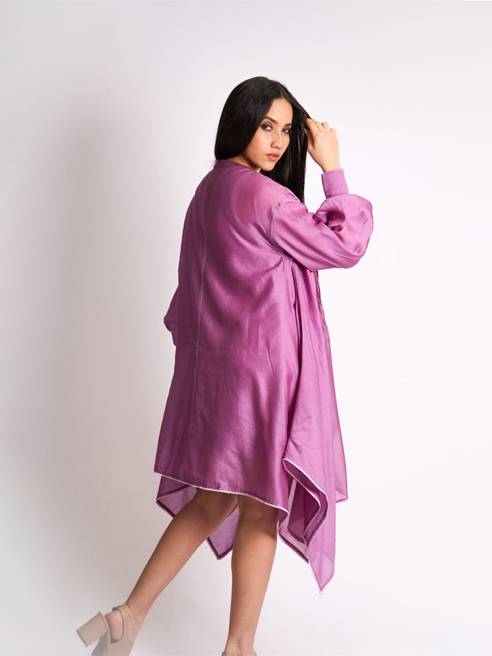 WINE BRANCH DRESS WITH LILAC SCARF