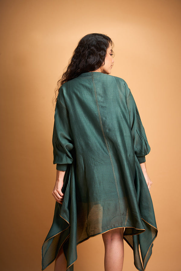 GREEN BRANCH DRESS WITH OLIVE SCARF