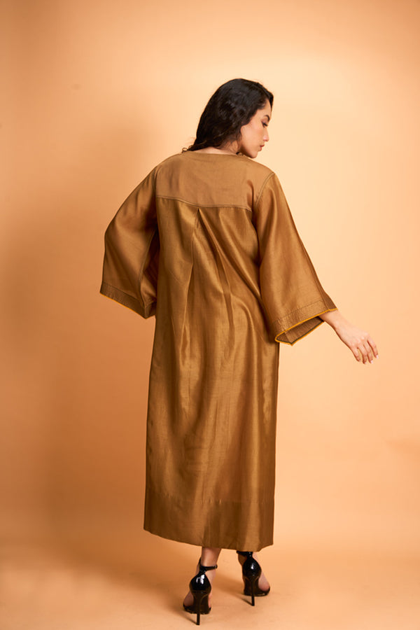 OLIVE RAVEL KURTA WITH GREEN SCARF