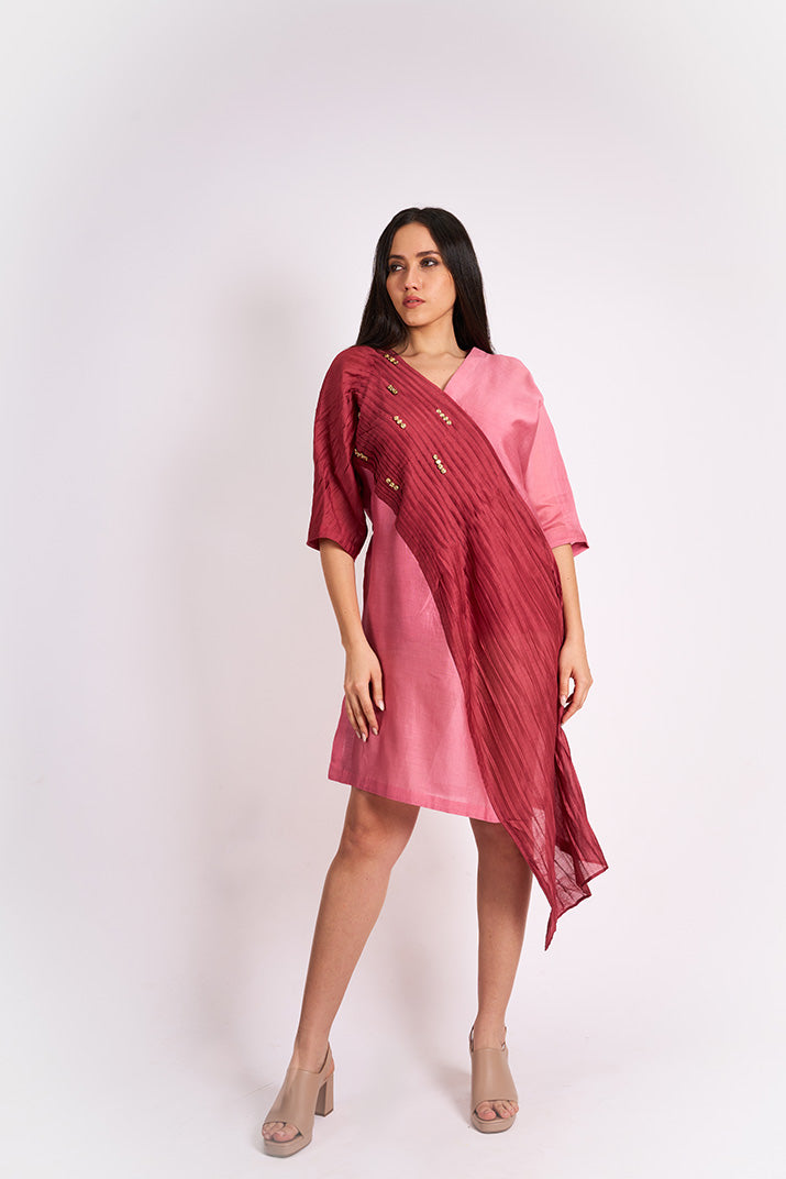 MAROON PLEAT DRESS
