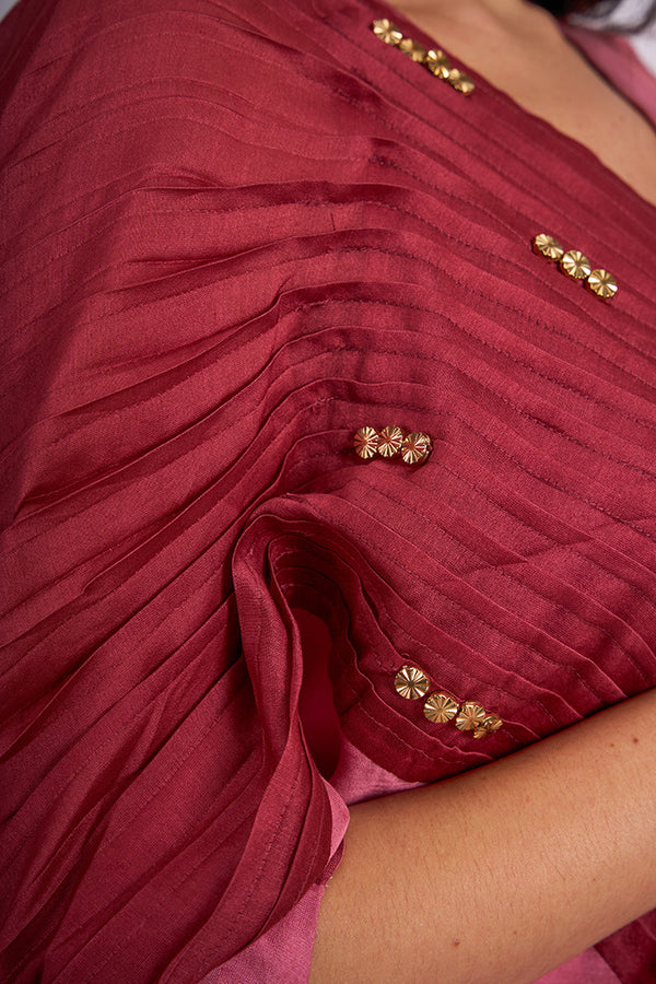 MAROON PLEAT DRESS