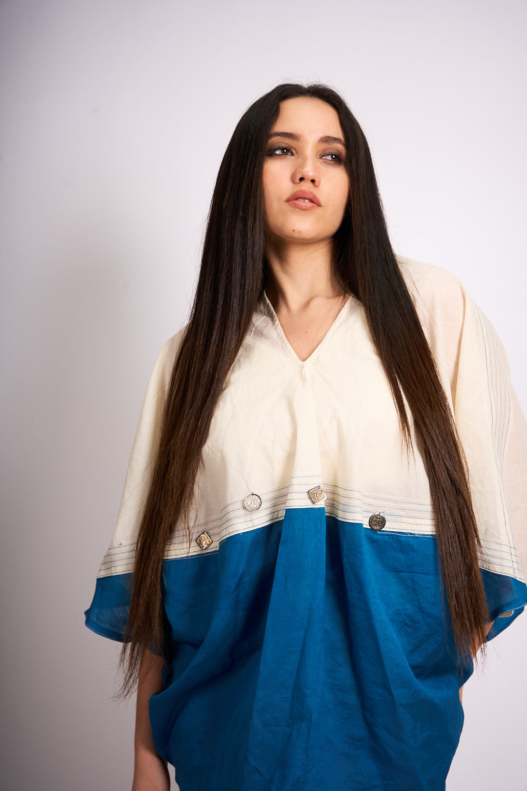 TURQ-WHITE BUBBLEDRESS