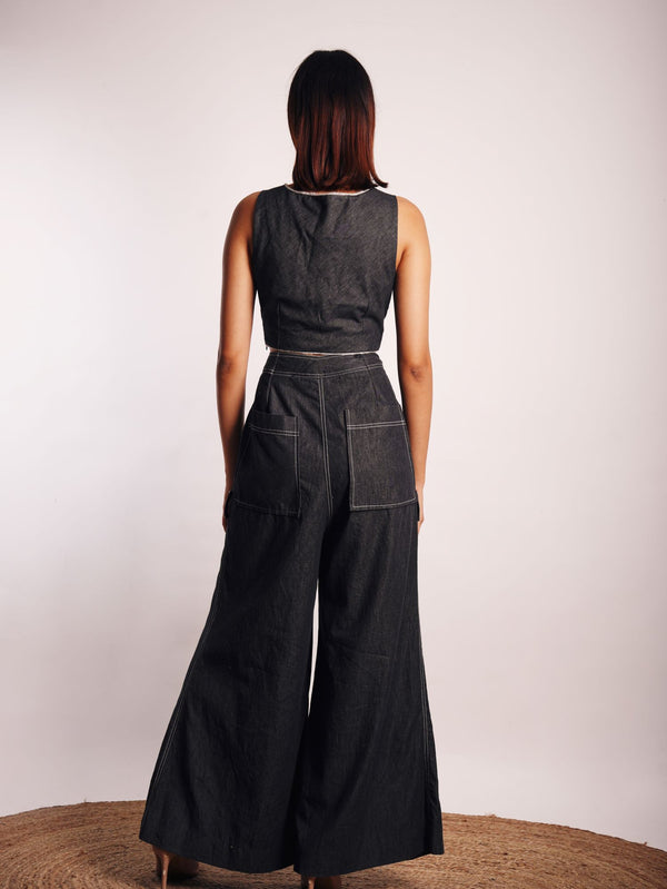 GREY BOX PLEAT PANT