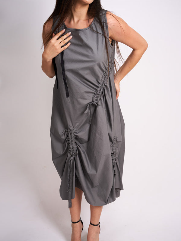 GREY DRAWSTRING DRESS