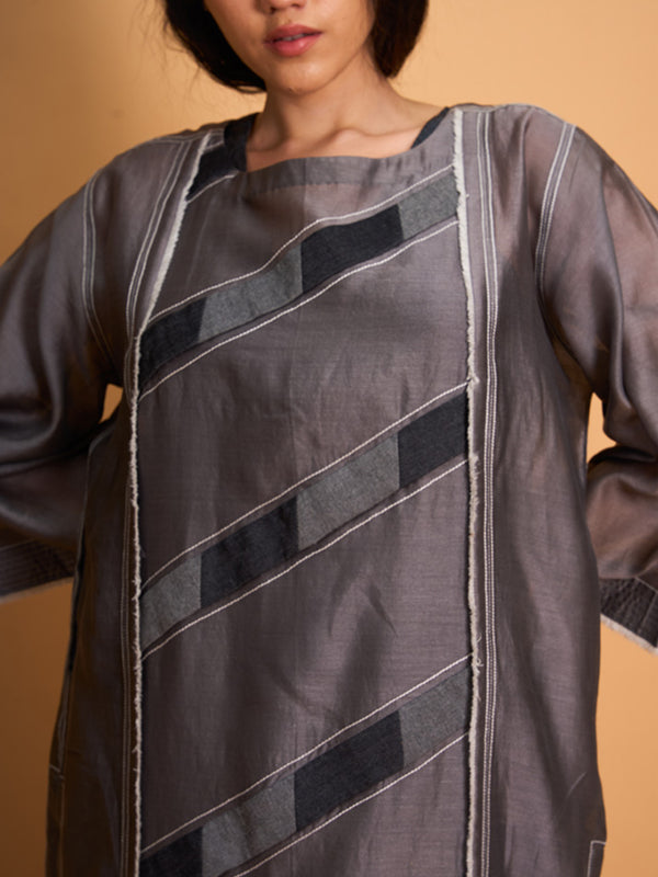 GREY LADDER KURTA