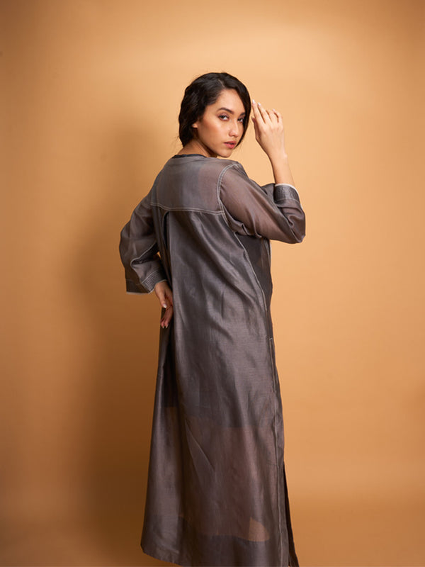 GREY LADDER KURTA