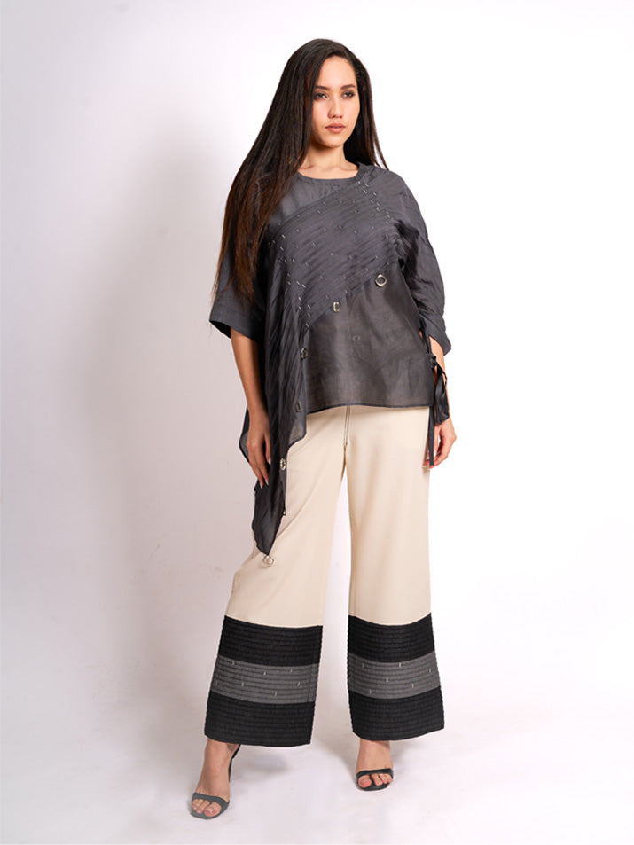 WHITE DENIM PLEAT PANT