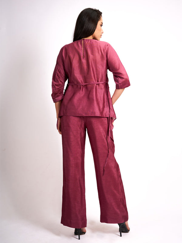 MAROON PLEAT SET
