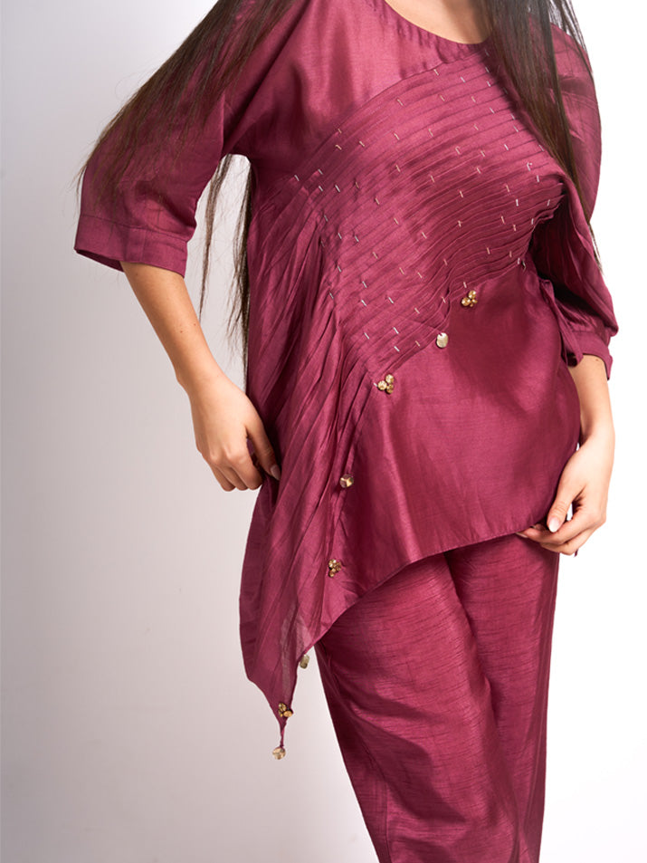 MAROON PLEAT SET