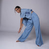 LIGHT BLUE BOX PLEAT PANT