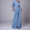LIGHT BLUE BOX PLEAT PANT