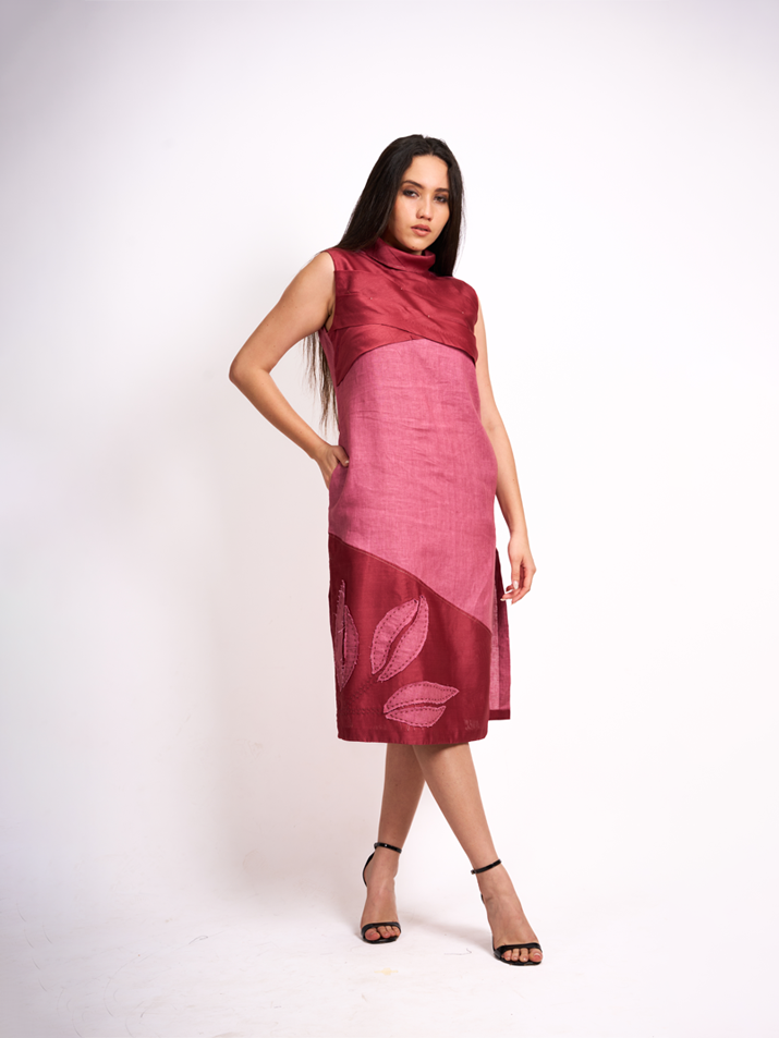 MAROON DRAPE DRESS
