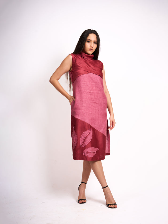 MAROON DRAPE DRESS