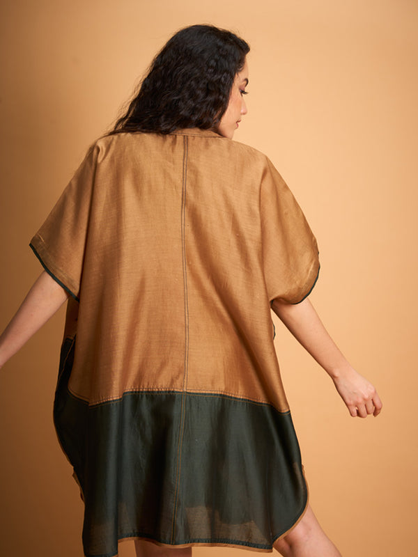 OLIVE GREEN BATWING SHIRTDRESS