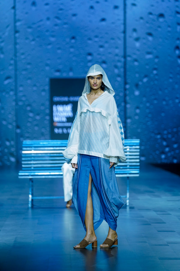 CHANDERI HOODIE WITH APPLIQUE