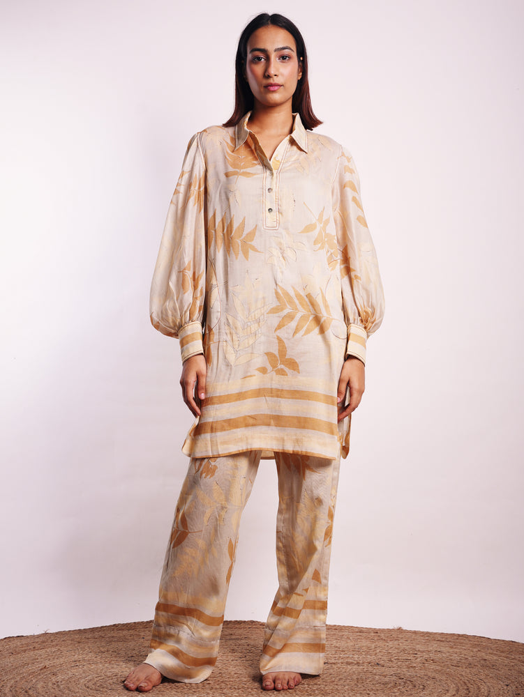FOLIAGE KURTA N PANT ICE TAN