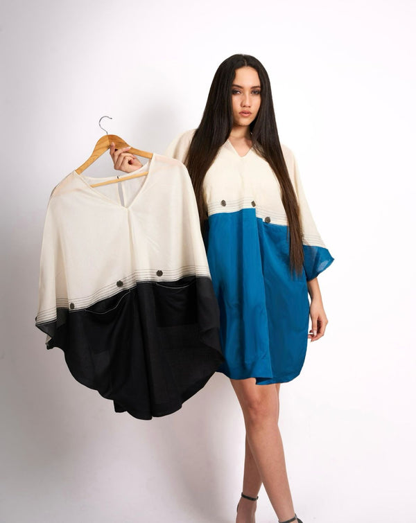 TURQ-WHITE BUBBLEDRESS