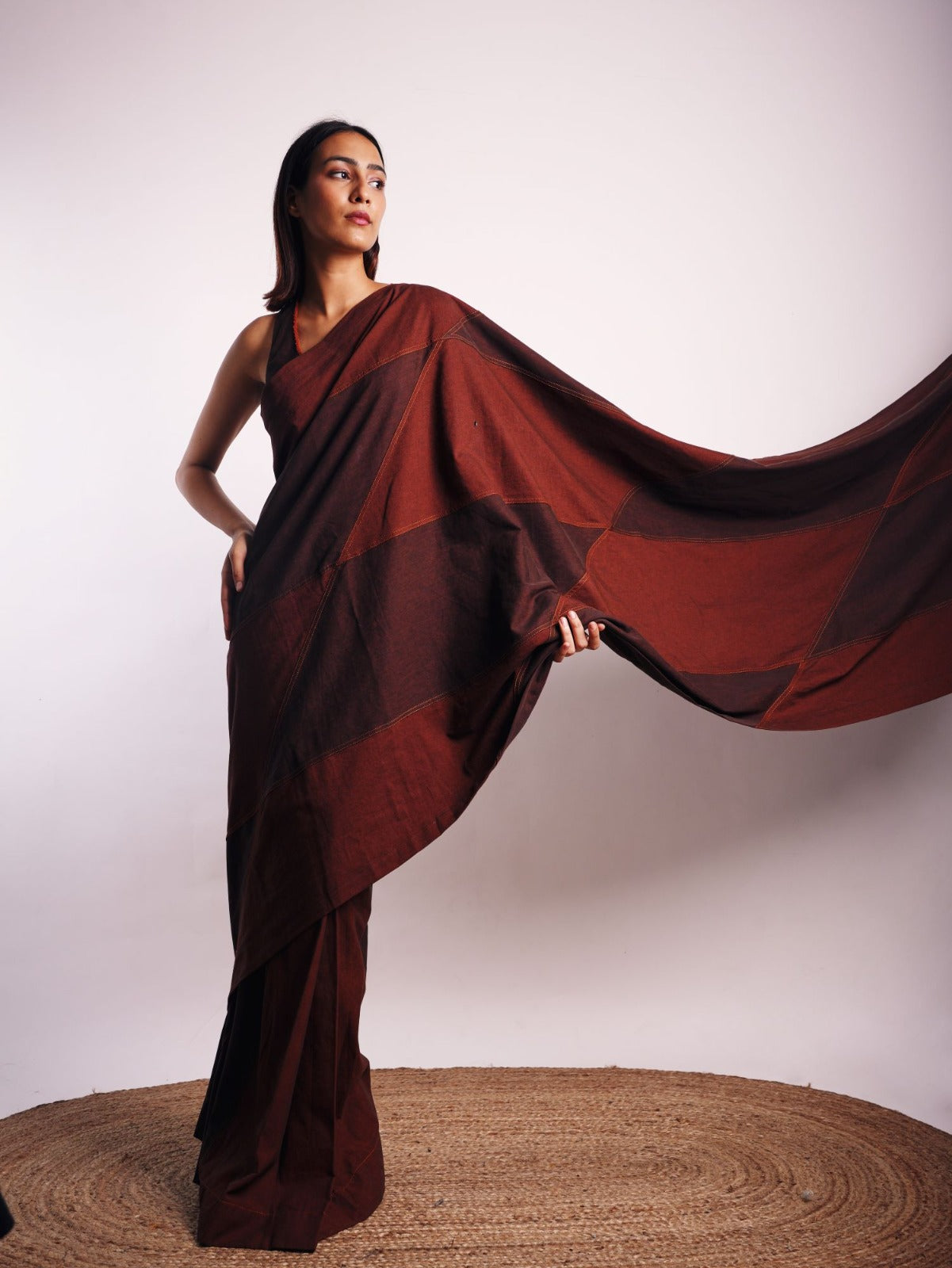 DENIM MAZE SAREE BROWN
