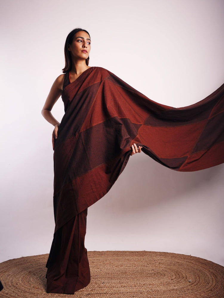 DENIM MAZE SAREE BROWN
