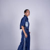 DARK BLUE BOX PLEAT PANT