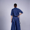 DARK BLUE BOX PLEAT PANT