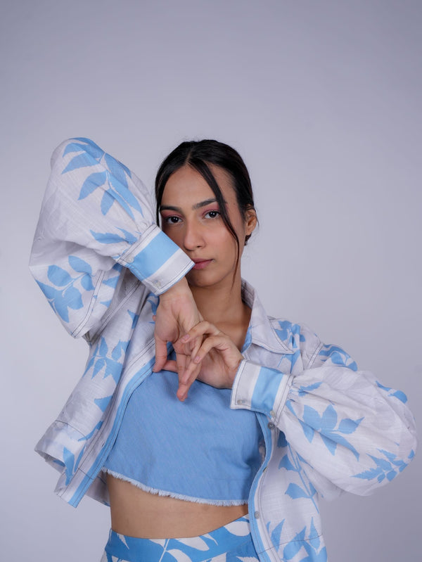 FOLIAGE SHIRT AND PANTS (BLUE,WHITE)