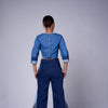 DARK BLUE PATCH GODET PANT