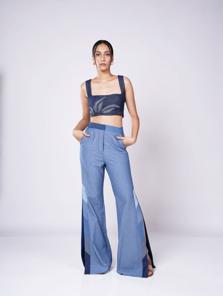 DENIM LEAF BUSTIER BLUE