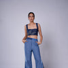 MID BLUE OMBRE SLIT PANT