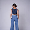 MID BLUE OMBRE SLIT PANT