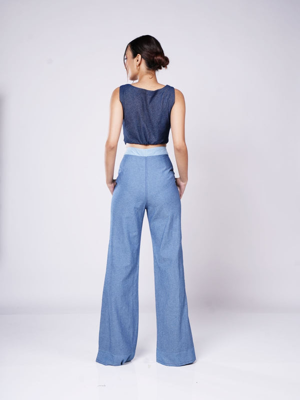 DENIM LEAF BUSTIER BLUE