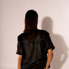 BLACK CROP INVERTED U SHIRT