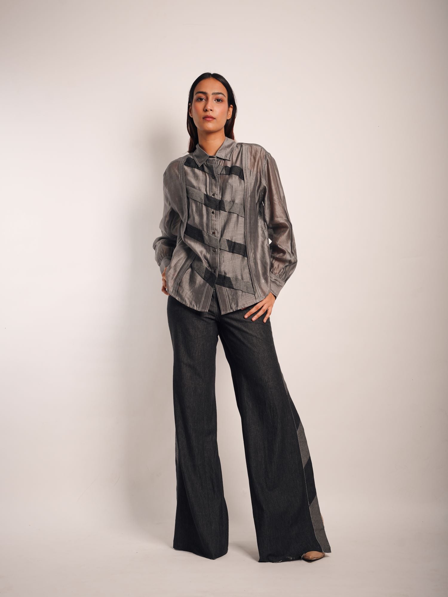 GREY OMBRÉ LADDER SHIRT