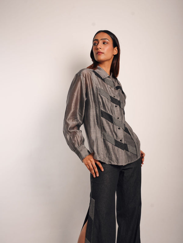 GREY OMBRÉ LADDER SHIRT