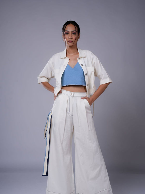 BOX PLEAT PANT WHITE