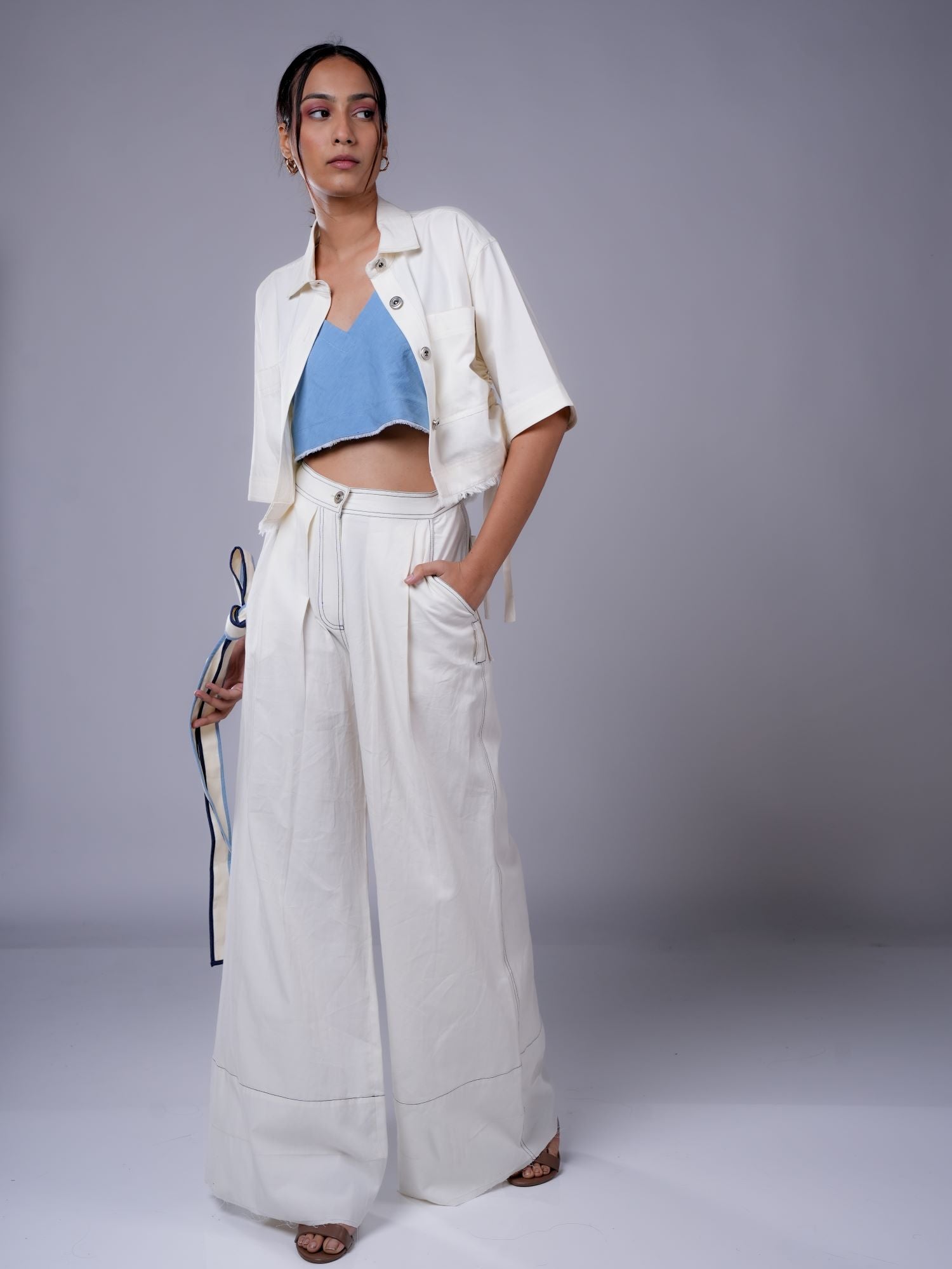 BOX PLEAT PANT WHITE