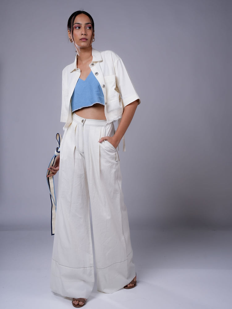 BOX PLEAT PANT WHITE