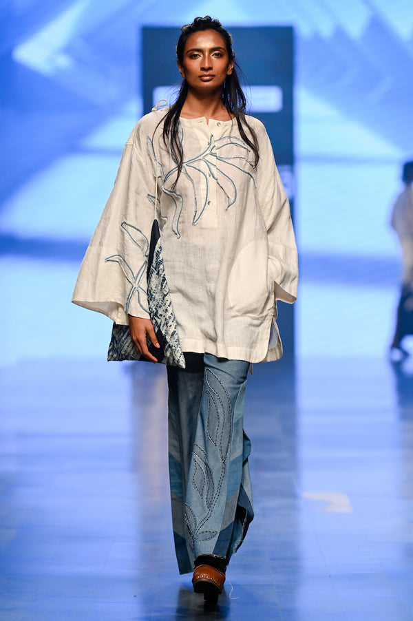 LINEN EMBROIDERED TOP WHITE