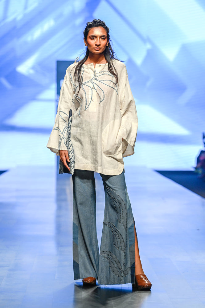 LINEN EMBROIDERED TOP WHITE