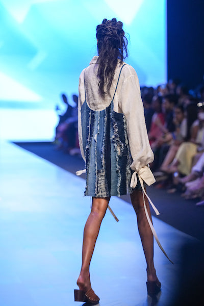 DISTRESS SLIP DRESS AND LINEN OVERSIZED SHIRT