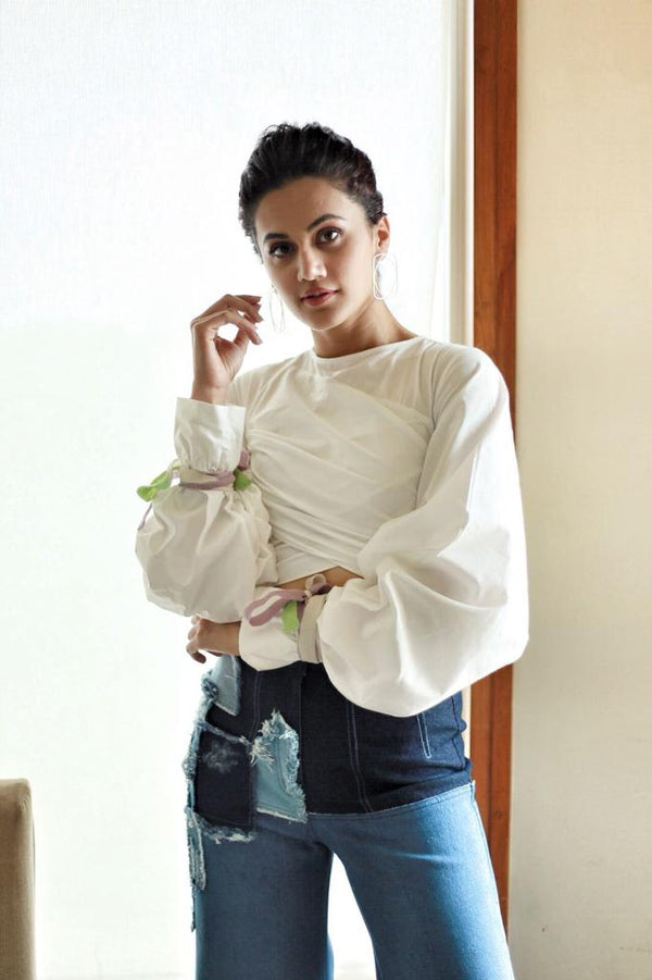 PATCHWORK DENIM CULOTTES BLUE