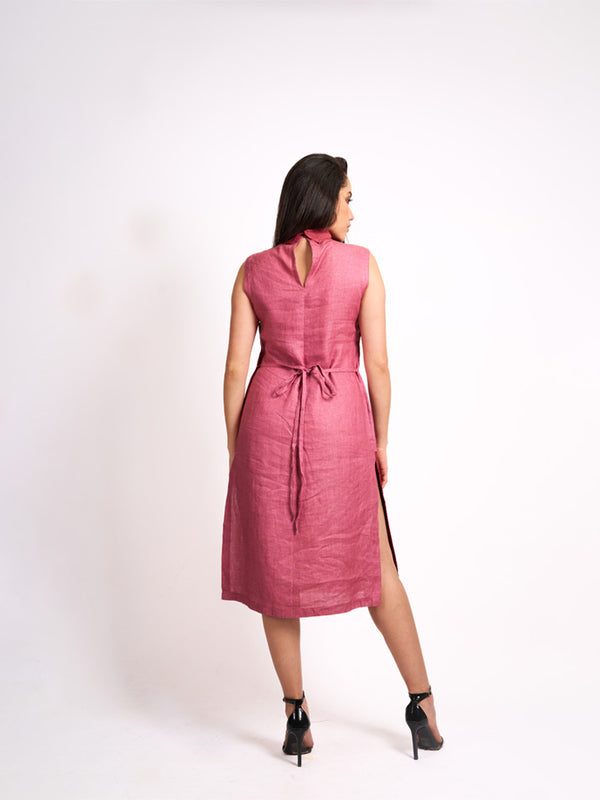 MAROON DRAPE DRESS