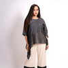 WHITE DENIM PLEAT PANT