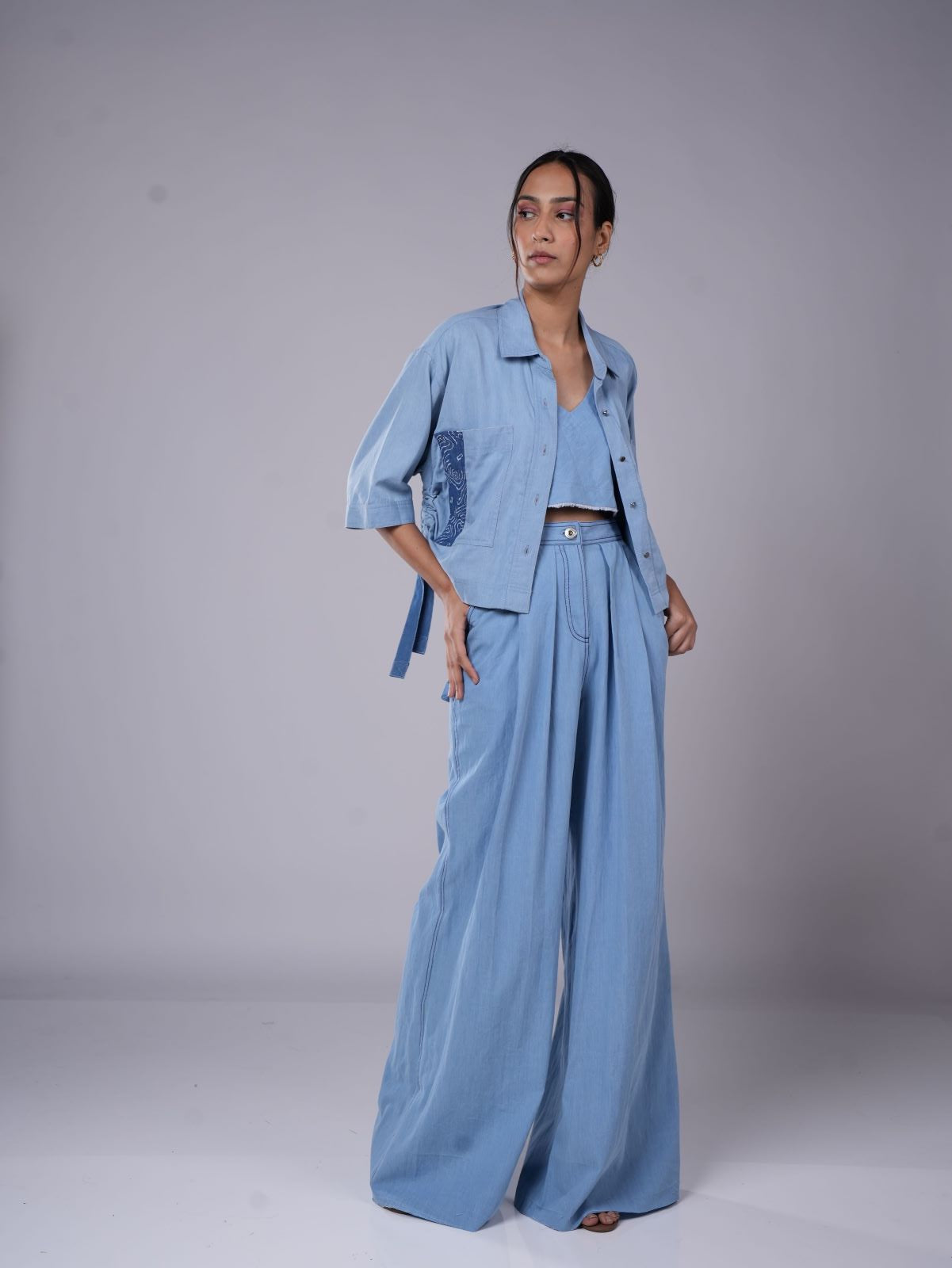 LIGHT BLUE DENIM CO ORD SET DIKSHA KHANNA light-blue-denim-co-ord-set-diksha-khanna